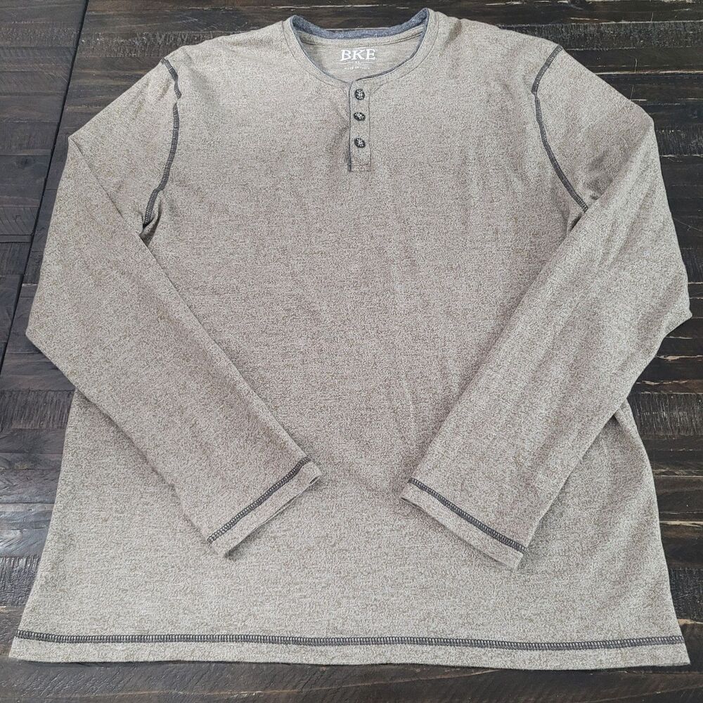 BKE Men’s Henley Shirt XL Long Sleeve Casual Layered Look